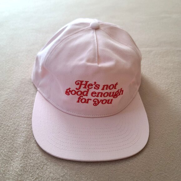 Urban Outfitters Accessories - Urban Outfitters Embroidered He’s Not Good Enough For You Baseball Cap Pink NWOT